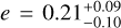 $e = 0.21_{ - 0.10}^{ + 0.09}$