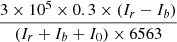$ \frac{3\times10^{5}\times0.3\times(I_{r}-I_{b})}{(I_r+I_b+I_0)\times6563} $