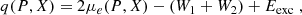 $$ \begin{aligned} q(P,X) = 2 \mu _e(P,X) - ( W_1 + W_2) + E_{\rm exc} \;, \end{aligned} $$