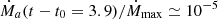 $ {\dot{M}_a(t-t_0 = 3.9)/ \dot{M}_{\mathrm{max}} \simeq 10^{-5}} $