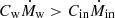 $ C_{\mathrm{w}}\dot{M}_{\mathrm{w}} > C_{\mathrm{in}}\dot{M}_{\mathrm{in}} $