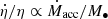 $ \dot{\eta}/\eta \propto \dot{M}_{\mathrm{acc}}/M_\bullet $