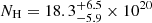 $ N_{\mathrm{H}} = 18.3_{-5.9}^{+6.5}\times10^{20} $