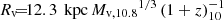 $ {R_{\text{v}}}{\!=\!}12.3{\,\text{ kpc}}\,{M_{\text{v},10.8}}^{1/3}\,(1+z)_{10}^{-1} $