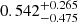 $ 0.542_{-0.475}^{+0.265} $