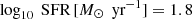 $ \log_{10} \text{ SFR}\,[M_{\odot}\,\text{ yr}^{-1}] = 1.8 $