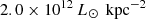 $ 2.0\times10^{12}\,L_{\odot}\,\text{ kpc}^{-2} $