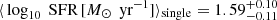$ \langle\, \log_{10} \text{ SFR}\,[M_{\odot}\,\text{ yr}^{-1}] \rangle_{\mathrm{single}} = 1.59^{+0.10}_{-0.11} $