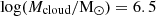 $ \log(M_{\mathrm{cloud}}/\rm M_\odot) = 6.5 $