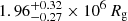$ 1.96^{+0.32}_{-0.27}\times 10^{6}\,R_{\mathrm{g}} $
