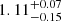 $ 1.11 ^{+0.07}_{-0.15} $