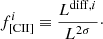 $$ \begin{aligned} f_{\rm [CII]}^i \equiv \frac{L^{\mathrm{diff},i}}{L^{2\sigma }}\cdot \end{aligned} $$