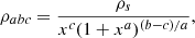 $$ \begin{aligned} \rho _{abc} = \frac{\rho _s}{x^c(1+x^a)^{(b-c)/a}}, \end{aligned} $$
