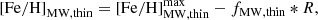 $$ \begin{aligned} \mathrm{[Fe/H]}_{\rm MW,thin} = \mathrm{[Fe/H]}_{\rm MW,thin}^\mathrm{max} - f_{\rm MW,thin}*R, \end{aligned} $$