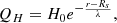 $$ \begin{aligned} Q_{H} = H_0 e^{-\frac{r-R_s}{\lambda }}, \end{aligned} $$
