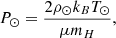 $$ \begin{aligned} P_\odot = \frac{2\rho _\odot k_B T_\odot }{\mu m_H}, \end{aligned} $$
