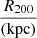 $ \frac{R_{200}}{(\mathrm{kpc})} $