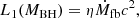 $$ \begin{aligned} L_{1}(M_{\rm BH}) = \eta \dot{M}_{\rm fb} c^{2}, \end{aligned} $$