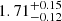 $ 1.71_{-0.12}^{+0.15} $
