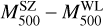$\[M_{500}^{\mathrm{SZ}}-M_{500}^{\mathrm{WL}}\]$