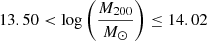 $ 13.50 < \log\left(\frac{M_{200}}{M_{\odot}}\right) \leq 14.02 $