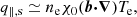 $$ \begin{aligned} q_{\parallel ,\mathrm{s} } \simeq n_{\rm e} \chi _0 (\boldsymbol{b} {\boldsymbol{\cdot }} {\boldsymbol{\nabla }} ) T_{\rm e}, \end{aligned} $$