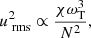 $$ \begin{aligned} u_{\text{ rms}}^2 \propto \dfrac{\chi \omega _{\mathrm{T}}^3}{N^2}, \end{aligned} $$