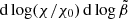 $ \mathrm{d}\log (\chi/\chi_0) \, \mathrm{d}\log \tilde{\beta} $