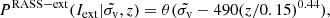 $$ \begin{aligned} P^\mathrm{RASS-ext}(I_{\rm ext} | \tilde{\sigma _{\rm v}}, z) = \theta (\tilde{\sigma _{\rm v}}-490(z/0.15)^{0.44}), \end{aligned} $$