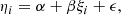 $$ \begin{aligned} \eta _i=\alpha +\beta \xi _i+\epsilon , \end{aligned} $$