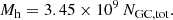 $$ \begin{aligned} M_{\rm h} = 3.45\times 10^9 \, N_{\rm GC,tot}. \end{aligned} $$