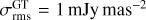 $\sigma _{{\rm{rms}}}^{{\rm{GT}}} = 1\,{\rm{mJy}}\,{\rm{ma}}{{\rm{s}}^{ - 2}}$