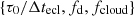 $ \{\tau_0/\Delta t_{\mathrm{ecl}}, f_\mathrm{d},f_\mathrm{{cloud}}\} $