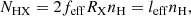 $$ \begin{aligned} N_{\rm {HX}}= 2f_{\rm {eff}}R_{\mathrm{X} }n_{\mathrm{H} } = l_{\rm {eff}}n_{\mathrm{H} } ,\end{aligned} $$