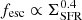 $ f_{\mathrm{esc}} \propto \Sigma_{\mathrm{SFR}}^{0.4} $