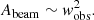$$ \begin{aligned} A_{\rm beam} \sim { w}_{\rm obs}^{2}. \end{aligned} $$