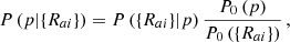 $$ \begin{aligned} P\left( p | \{R_{ai}\} \right) = P\left( \{R_{ai}\} | p \right) \frac{P_0 \left( p \right)}{P_0 \left( \{R_{ai}\} \right)} \,, \end{aligned} $$