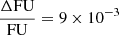 $ \frac{\Delta\mathrm{FU}}{\mathrm{FU}} = 9\times 10^{-3} $
