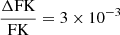 $ \frac{\Delta\mathrm{FK}}{\mathrm{FK}} = 3\times 10^{-3} $