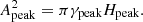 $$ \begin{aligned} A_\text{peak}^2= \pi \gamma _\text{peak}H_\text{peak}. \end{aligned} $$