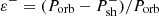 $ \varepsilon^- = (P_{\mathrm{orb}}-P_{\mathrm{sh}}^{-})/P_{\mathrm{orb}} $