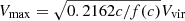 $ V_{\mathrm{max}} = \sqrt{0.2162 c/f(c)} V_{\mathrm{vir}} $