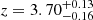 $ z = 3.70^{+0.13}_{-0.16} $