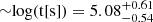 $ {\sim}\mathrm{log(t [s])} = 5.08^{+0.61}_{-0.54} $