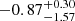 $ -0.87_{-1.57}^{+0.30} $