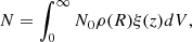 $$ \begin{aligned} N = \int _0^{\infty }N_0 \rho (R)\xi (z)dV, \end{aligned} $$