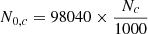$ N_{0,c} = 98040\times \dfrac{N_c}{1000} $