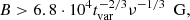 $$ \begin{aligned} B > 6.8 \cdot 10^4 t^{-2/3}_{\mathrm{var}} \nu ^{-1/3} \ \ \mathrm{G}, \end{aligned} $$