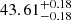 $ 43.61^{+0.18}_{-0.18} $