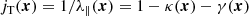 $$ \begin{aligned} j_{\text{T}}(\boldsymbol{x}) = 1/\lambda _\parallel (\boldsymbol{x}) = 1-\kappa (\boldsymbol{x})-\gamma (\boldsymbol{x}) \end{aligned} $$